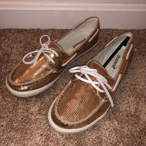 Rose Gold Sequined boat shoes